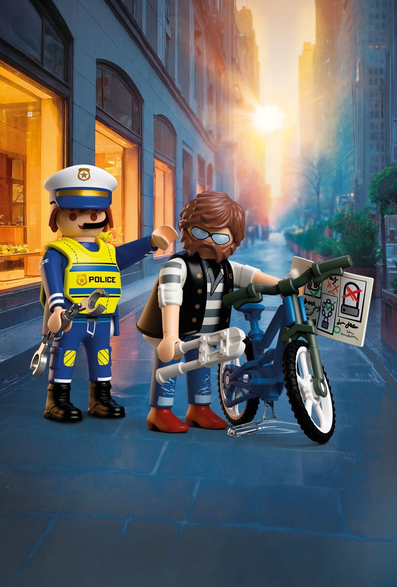 PLAYMOBIL Bicycle Theft 72076 police playset with bicycle thief, police officer, bike and accessories