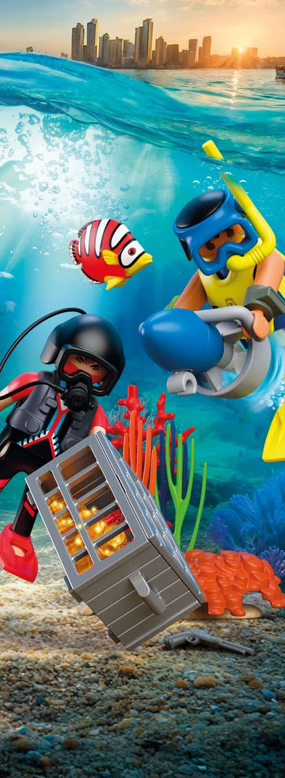 PLAYMOBIL Police Diver with Treasure 72078 underwater police playset with scooter, treasure chest, coral and sea creatures