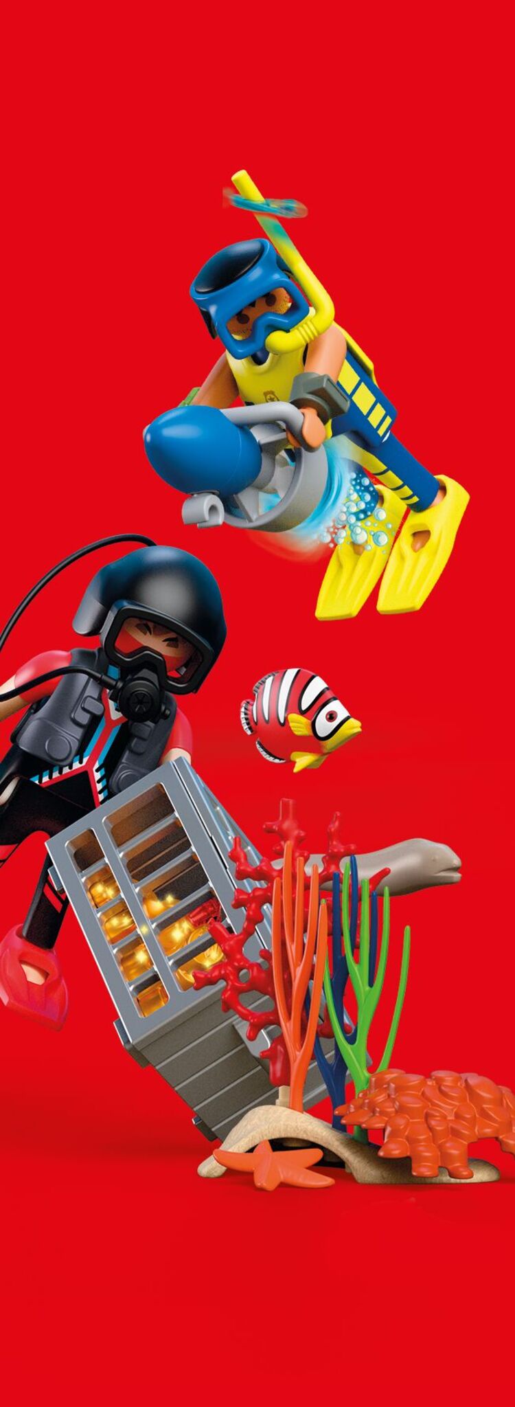 PLAYMOBIL Police Diver with Treasure 72078 underwater police playset with scooter, treasure chest, coral and sea creatures