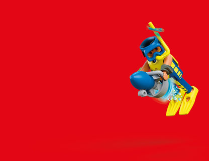 PLAYMOBIL Police Diver with Treasure 72078 underwater police playset with scooter, treasure chest, coral and sea creatures
