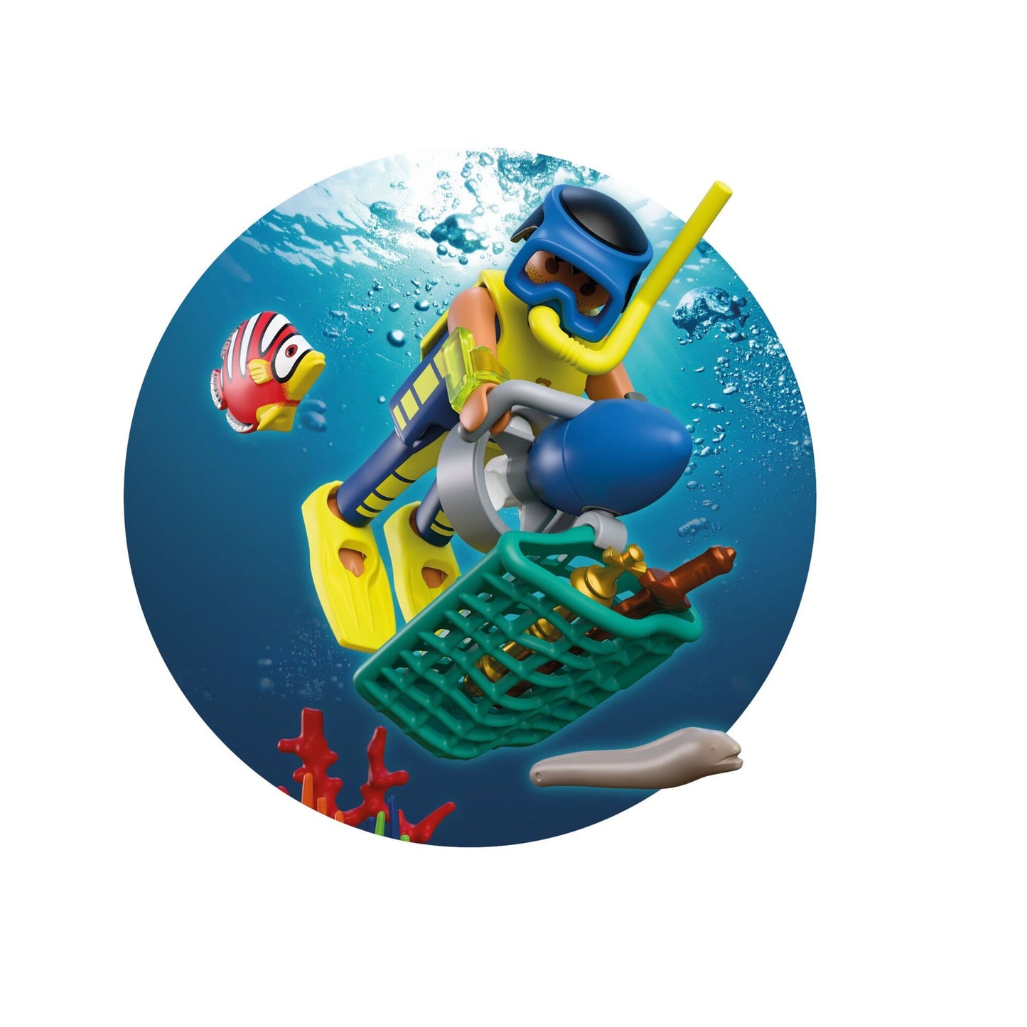 PLAYMOBIL Police Diver with Treasure 72078 underwater police playset with scooter, treasure chest, coral and sea creatures