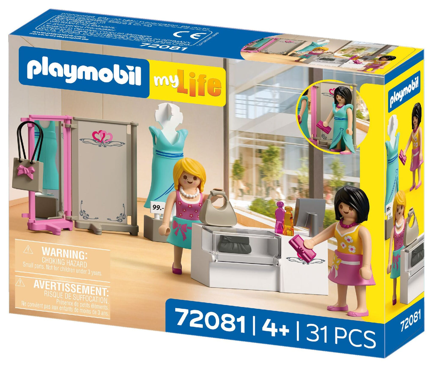 Playmobil Trendy Fashion Boutique 72081 my Life fashion shop playset with two figures, display cabinet, changing screen and accessories