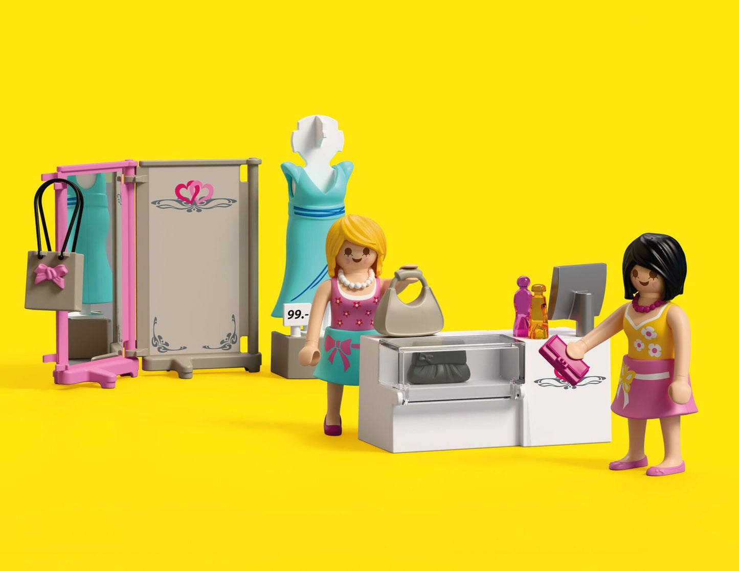 Playmobil Trendy Fashion Boutique 72081 my Life fashion shop playset with two figures, display cabinet, changing screen and accessories
