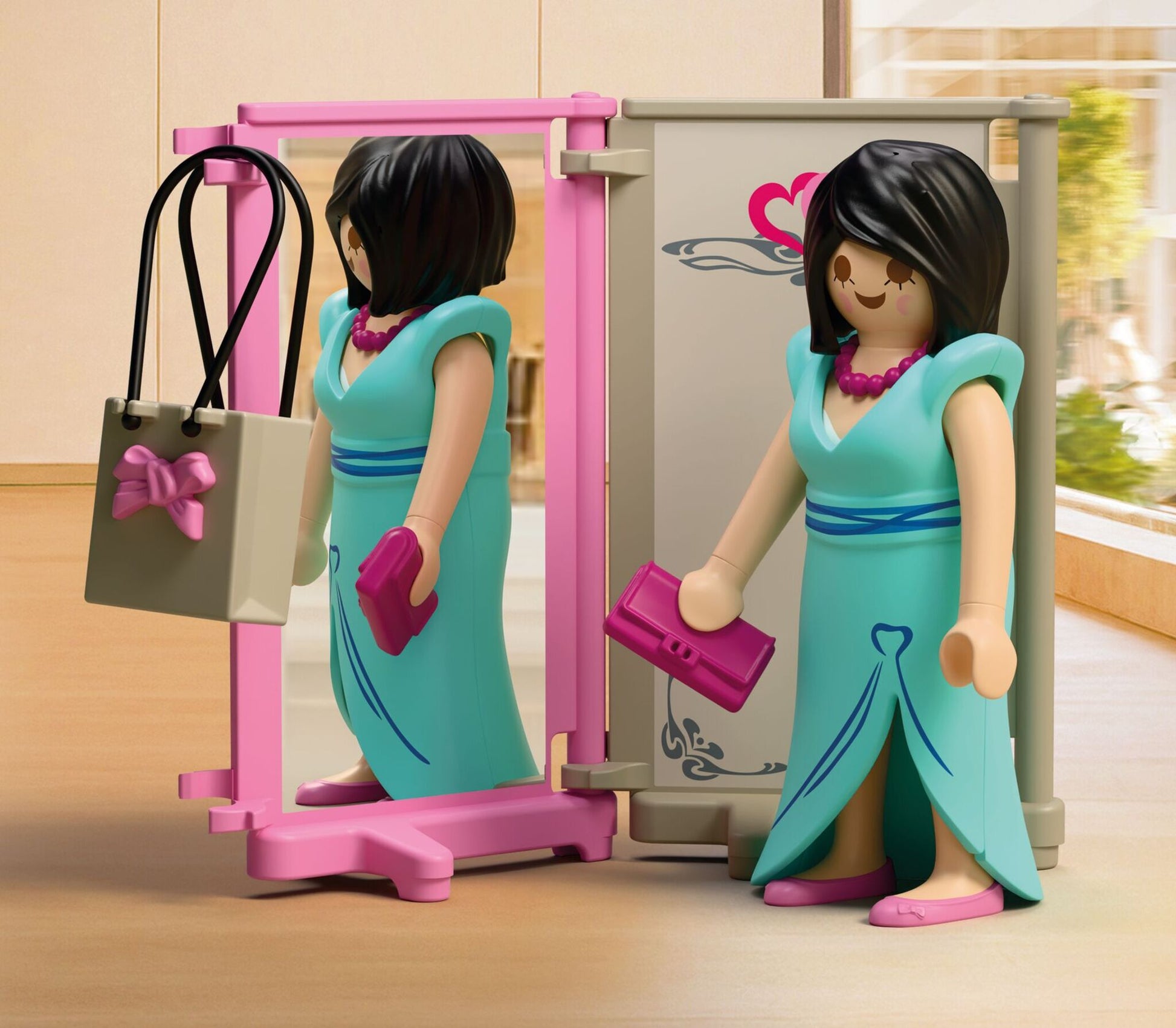 Playmobil Trendy Fashion Boutique 72081 my Life fashion shop playset with two figures, display cabinet, changing screen and accessories