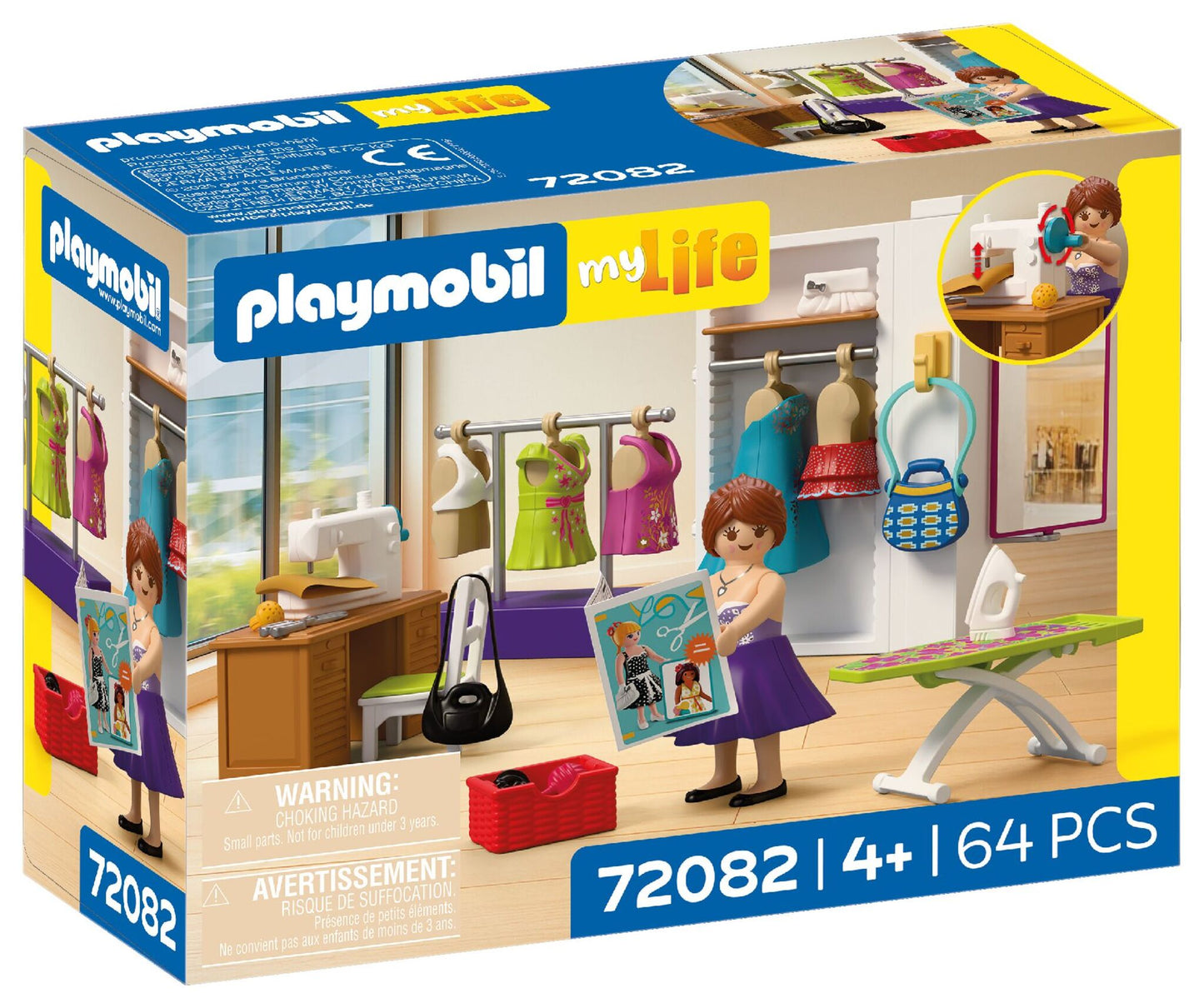 PLAYMOBIL Creative Fashion Designer 72082 sewing studio playset with fashion designer, sewing machine, dresses and movable mirror