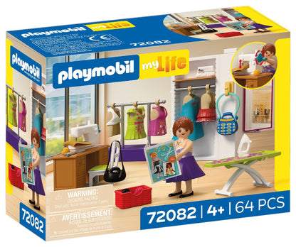 PLAYMOBIL Creative Fashion Designer 72082 sewing studio playset with fashion designer, sewing machine, dresses and movable mirror