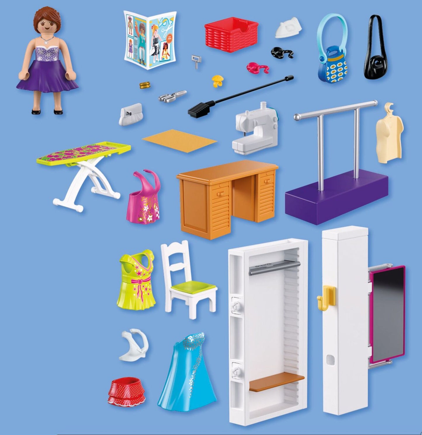 PLAYMOBIL Creative Fashion Designer 72082 sewing studio playset with fashion designer, sewing machine, dresses and movable mirror