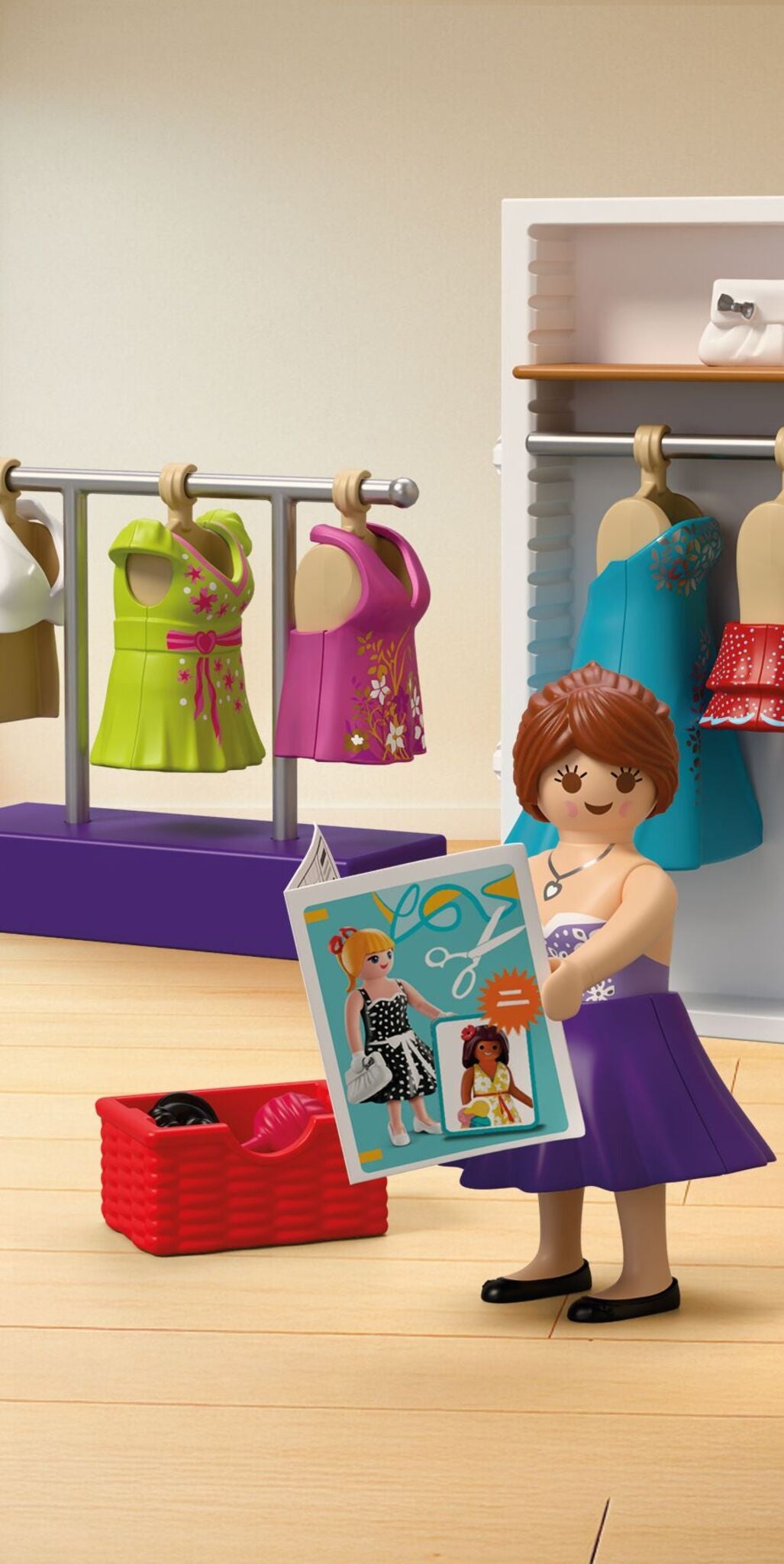 PLAYMOBIL Creative Fashion Designer 72082 sewing studio playset with fashion designer, sewing machine, dresses and movable mirror