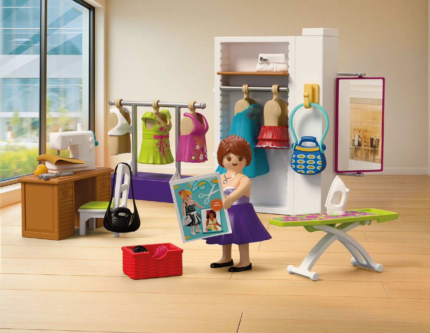 PLAYMOBIL Creative Fashion Designer 72082 sewing studio playset with fashion designer, sewing machine, dresses and movable mirror