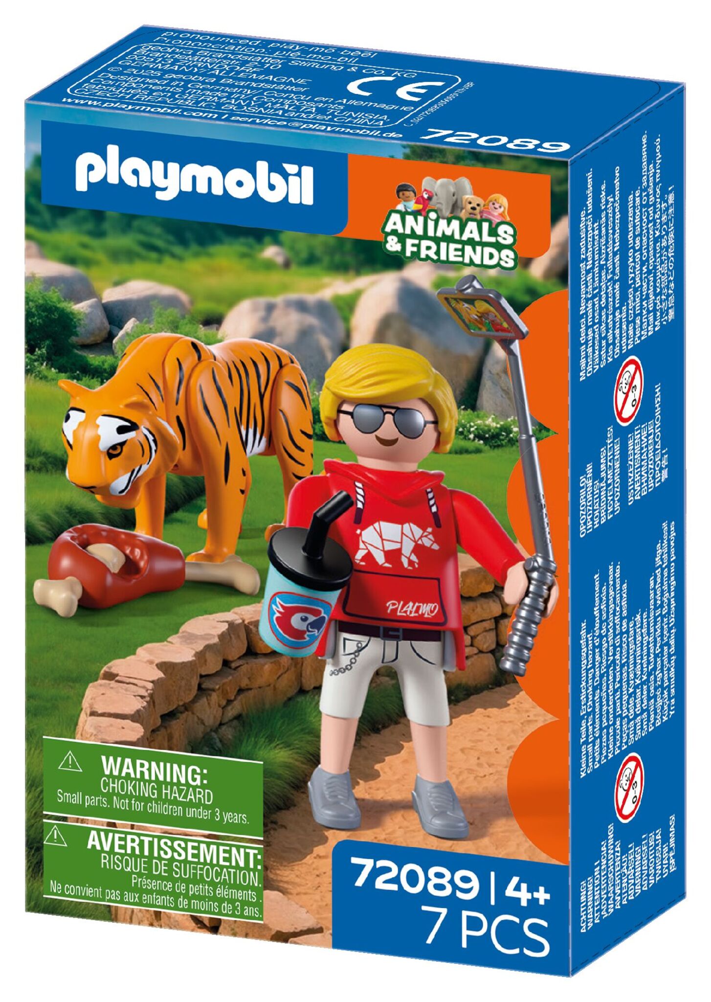 PLAYMOBIL Zoo Tiger and Visitor 72089 playset with movable tiger figure, zoo visitor and selfie stick