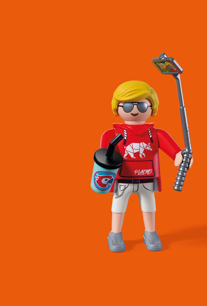 PLAYMOBIL Zoo Tiger and Visitor 72089 playset with movable tiger figure, zoo visitor and selfie stick