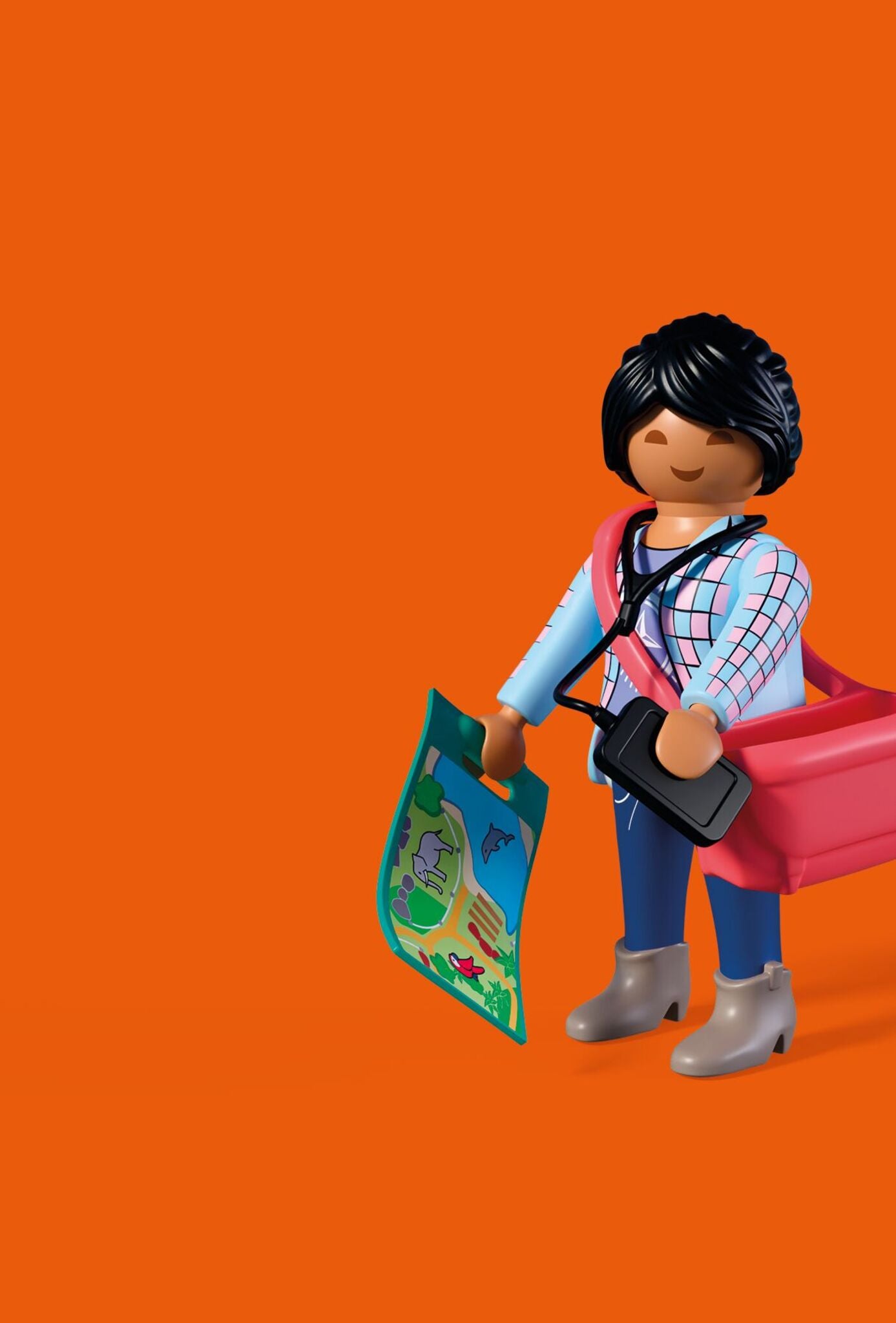 PLAYMOBIL Zoo Dolphin and Visitor 72091 featuring a dolphin with movable jaw, visitor figure, fish and zoo accessories
