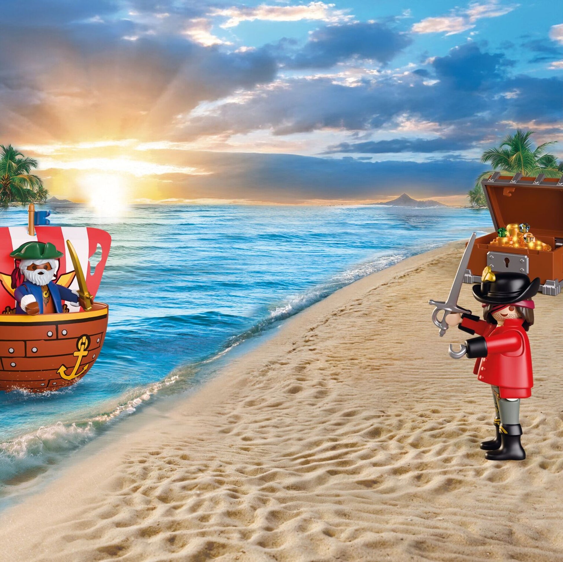 PLAYMOBIL Play Egg Pirates 72100 portable pirate playset with two pirate figures, cannon, treasure chest and reusable egg