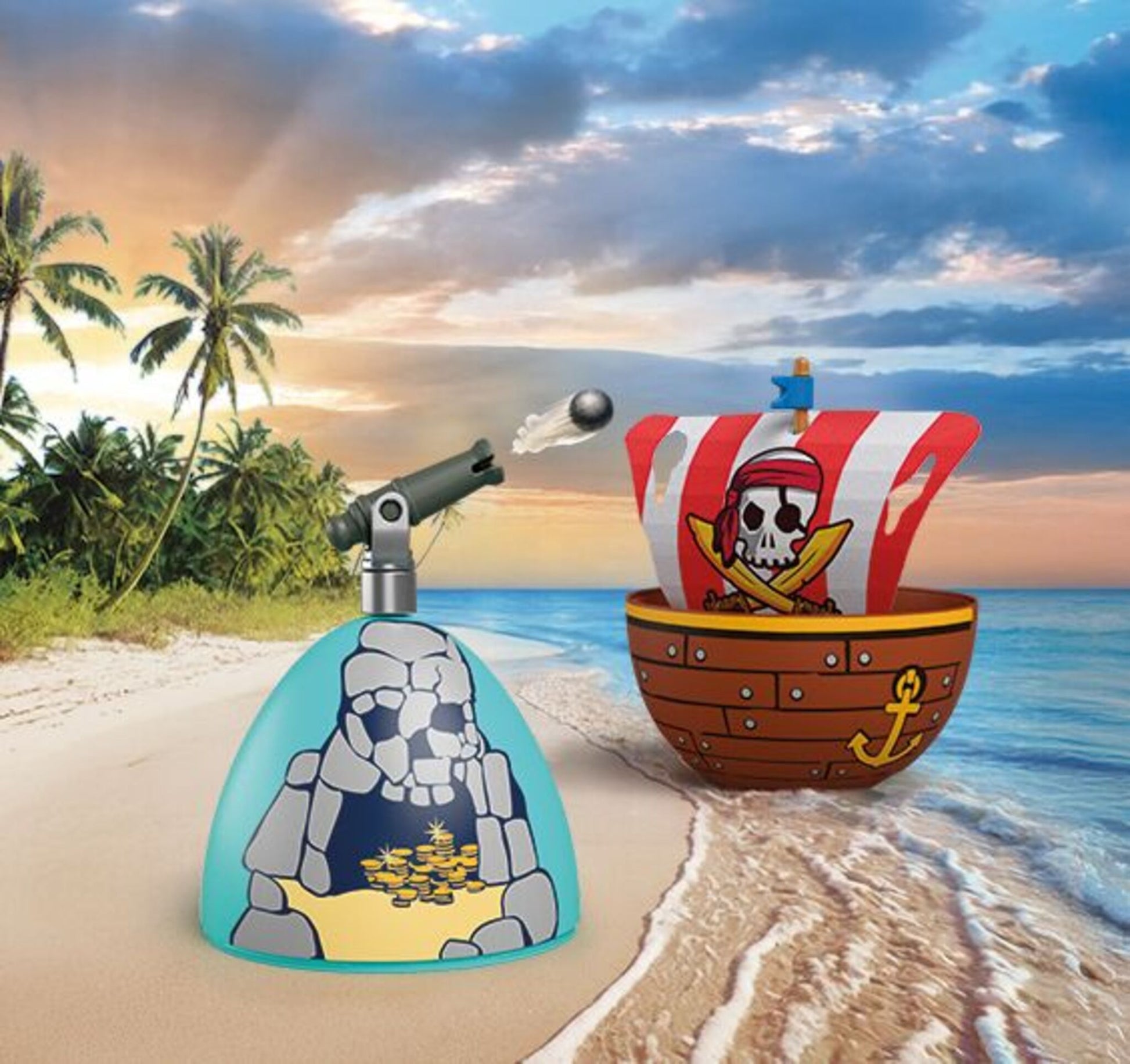 PLAYMOBIL Play Egg Pirates 72100 portable pirate playset with two pirate figures, cannon, treasure chest and reusable egg