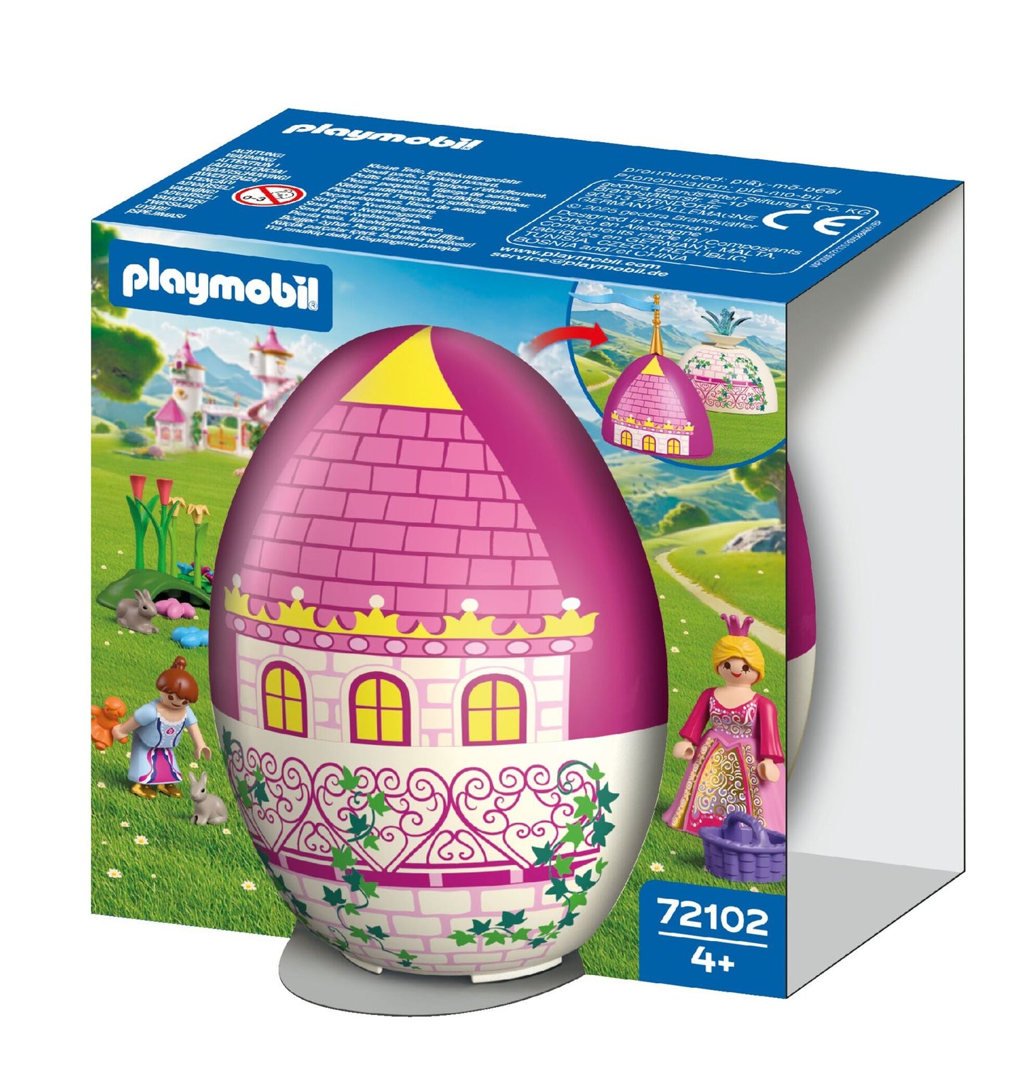 PLAYMOBIL Play Egg Princess 72102 portable playset with princess figures, rabbits, fountain and reusable egg