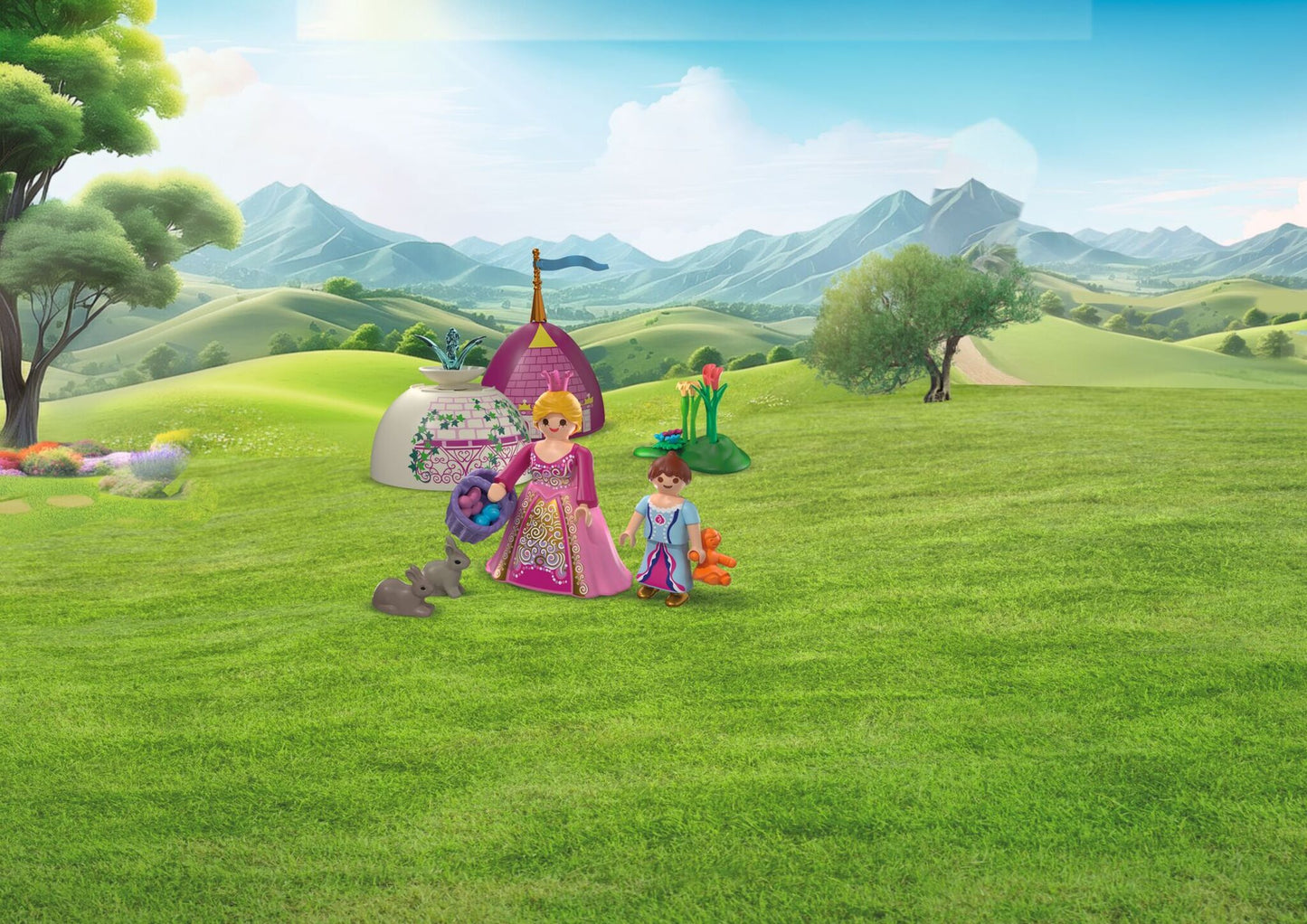 PLAYMOBIL Play Egg Princess 72102 portable playset with princess figures, rabbits, fountain and reusable egg