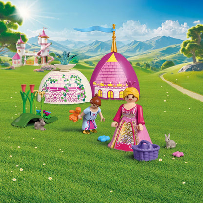 PLAYMOBIL Play Egg Princess 72102 portable playset with princess figures, rabbits, fountain and reusable egg