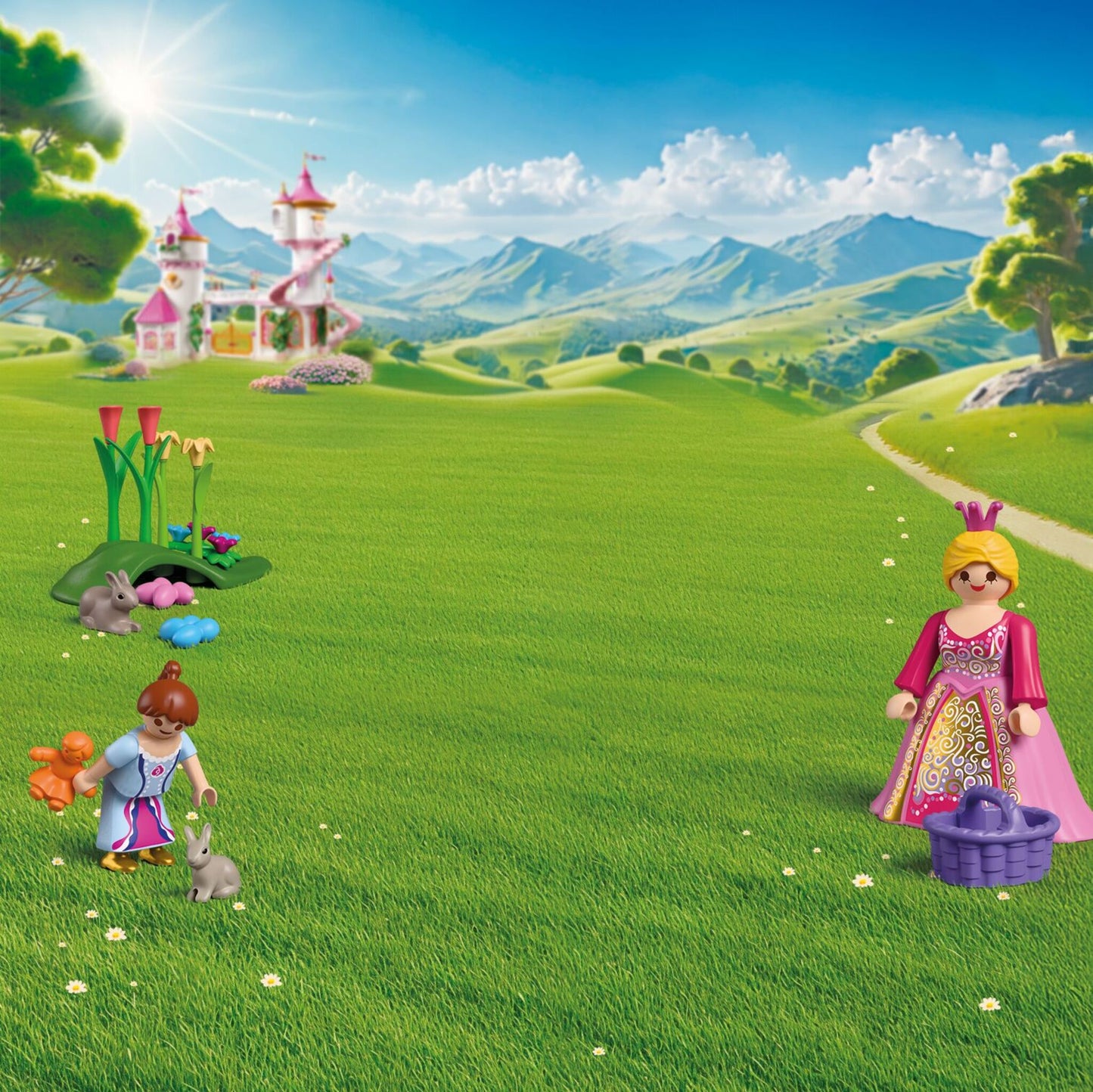 PLAYMOBIL Play Egg Princess 72102 portable playset with princess figures, rabbits, fountain and reusable egg