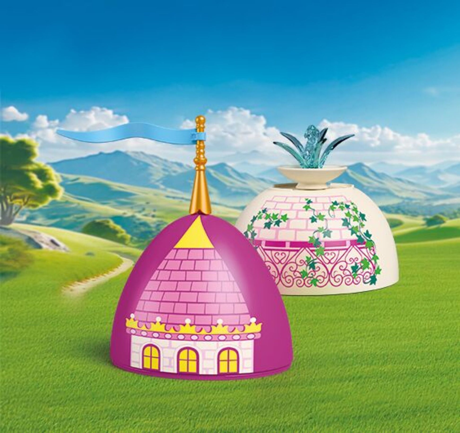 PLAYMOBIL Play Egg Princess 72102 portable playset with princess figures, rabbits, fountain and reusable egg