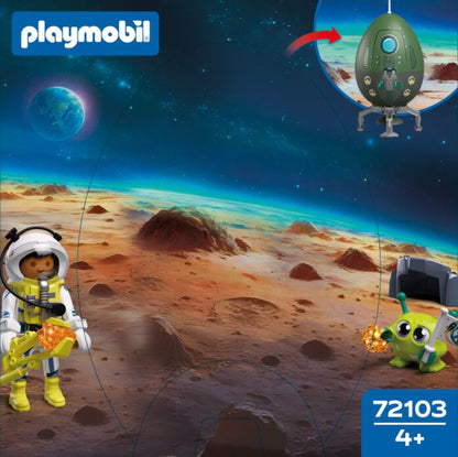 PLAYMOBIL Play Egg Outer Space 72103 portable playset with astronaut, alien, crystals and reusable egg