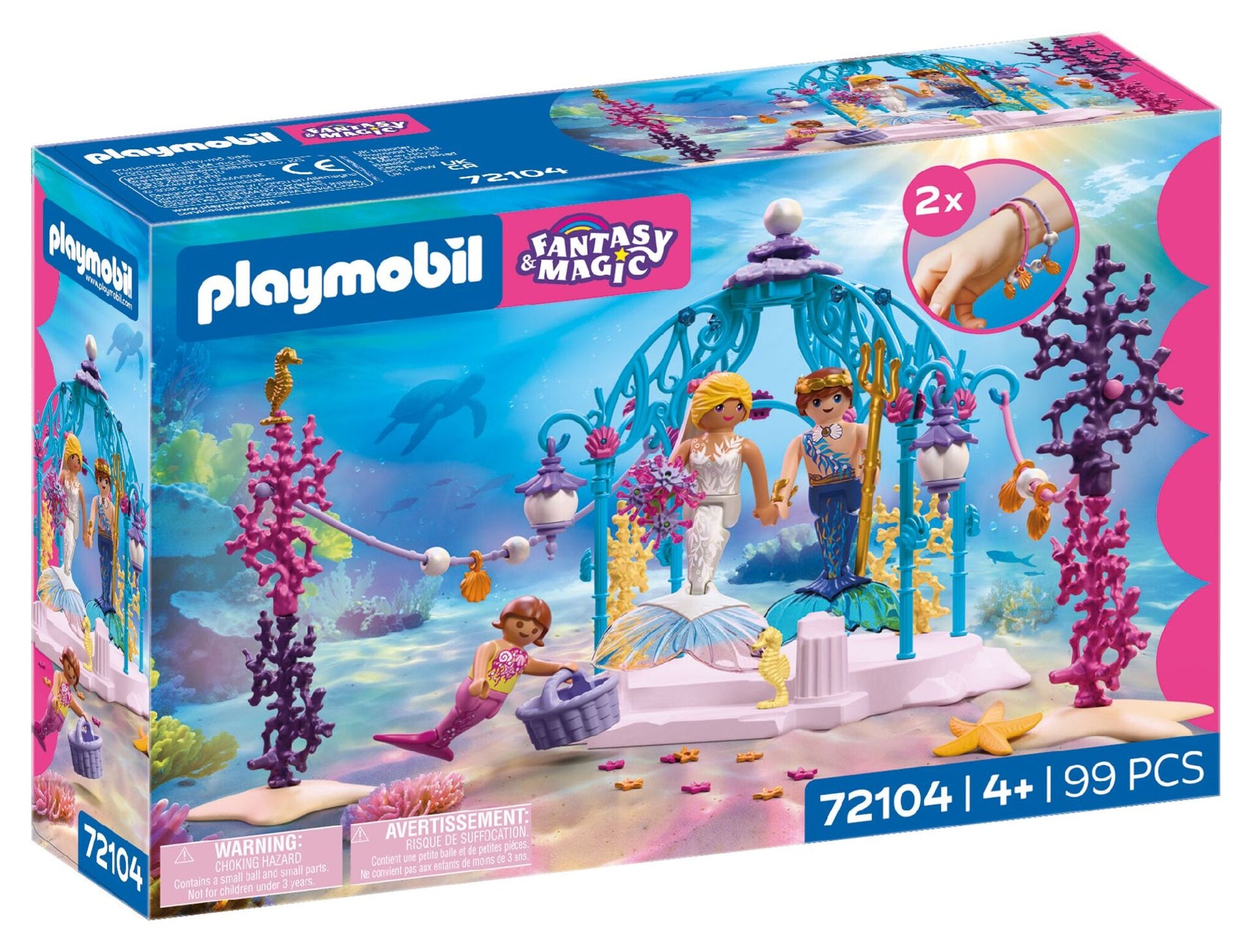 PLAYMOBIL Underwater Wedding 72104 mermaid wedding playset with glowing lanterns, pavilion, seahorses and underwater decorations