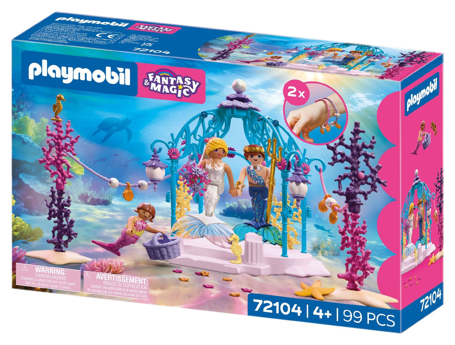 PLAYMOBIL Underwater Wedding 72104 mermaid wedding playset with glowing lanterns, pavilion, seahorses and underwater decorations