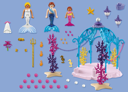 PLAYMOBIL Underwater Wedding 72104 mermaid wedding playset with glowing lanterns, pavilion, seahorses and underwater decorations