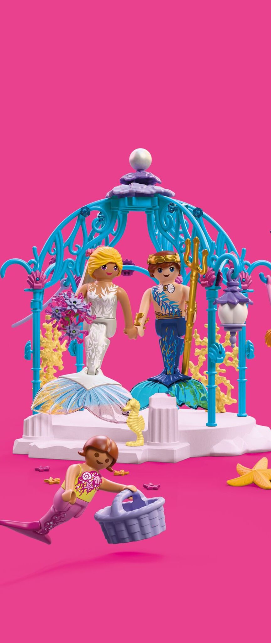 PLAYMOBIL Underwater Wedding 72104 mermaid wedding playset with glowing lanterns, pavilion, seahorses and underwater decorations