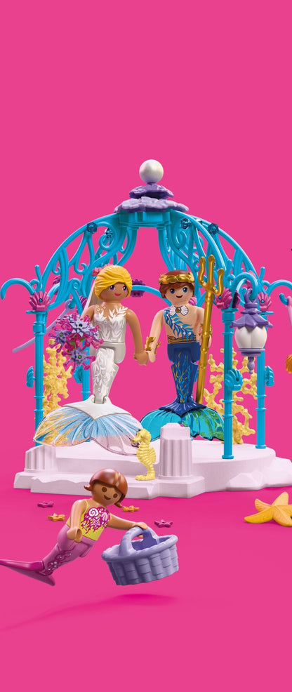 PLAYMOBIL Underwater Wedding 72104 mermaid wedding playset with glowing lanterns, pavilion, seahorses and underwater decorations