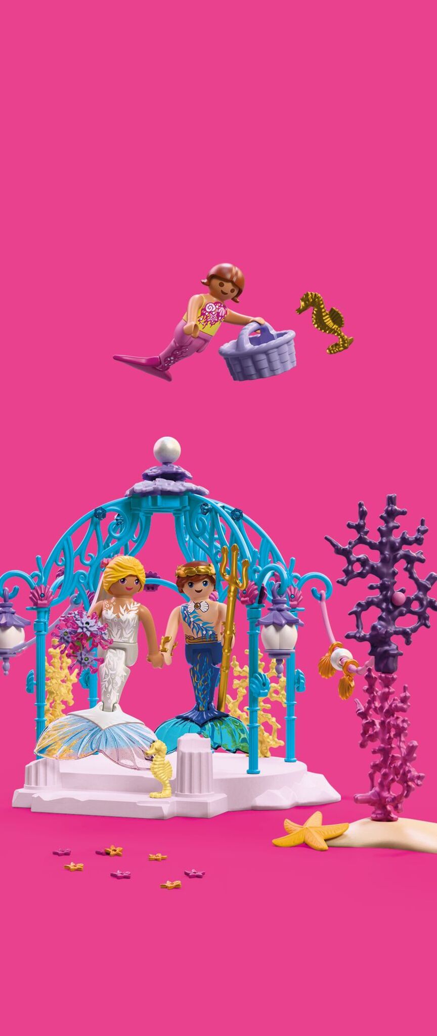 PLAYMOBIL Underwater Wedding 72104 mermaid wedding playset with glowing lanterns, pavilion, seahorses and underwater decorations