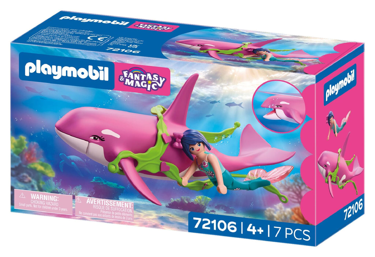 PLAYMOBIL Orca with Mermaid playset featuring floating orca and mermaid figure