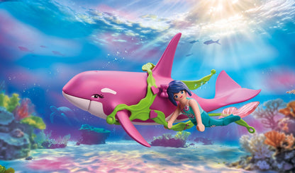 PLAYMOBIL Orca with Mermaid playset featuring floating orca and mermaid figure