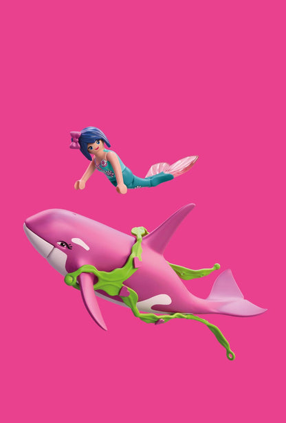 PLAYMOBIL Orca with Mermaid playset featuring floating orca and mermaid figure