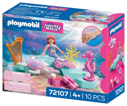 PLAYMOBIL Mermaid with Gift playset featuring mermaid, sea turtle, seahorse and gift box