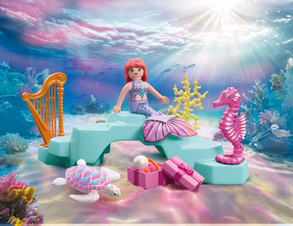 PLAYMOBIL Mermaid with Gift playset featuring mermaid, sea turtle, seahorse and gift box