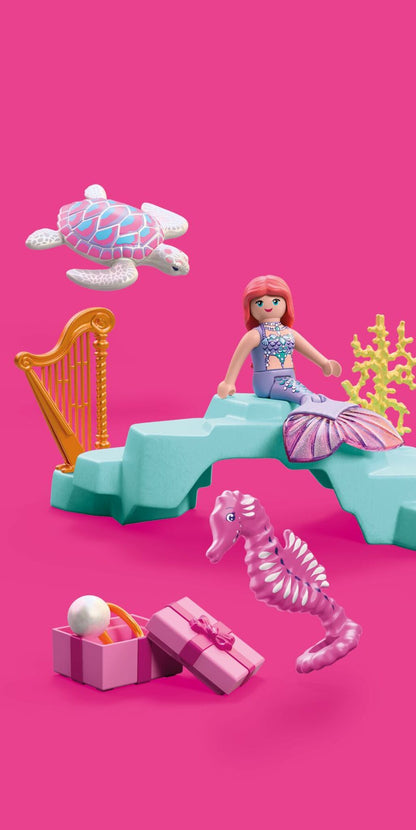 PLAYMOBIL Mermaid with Gift playset featuring mermaid, sea turtle, seahorse and gift box