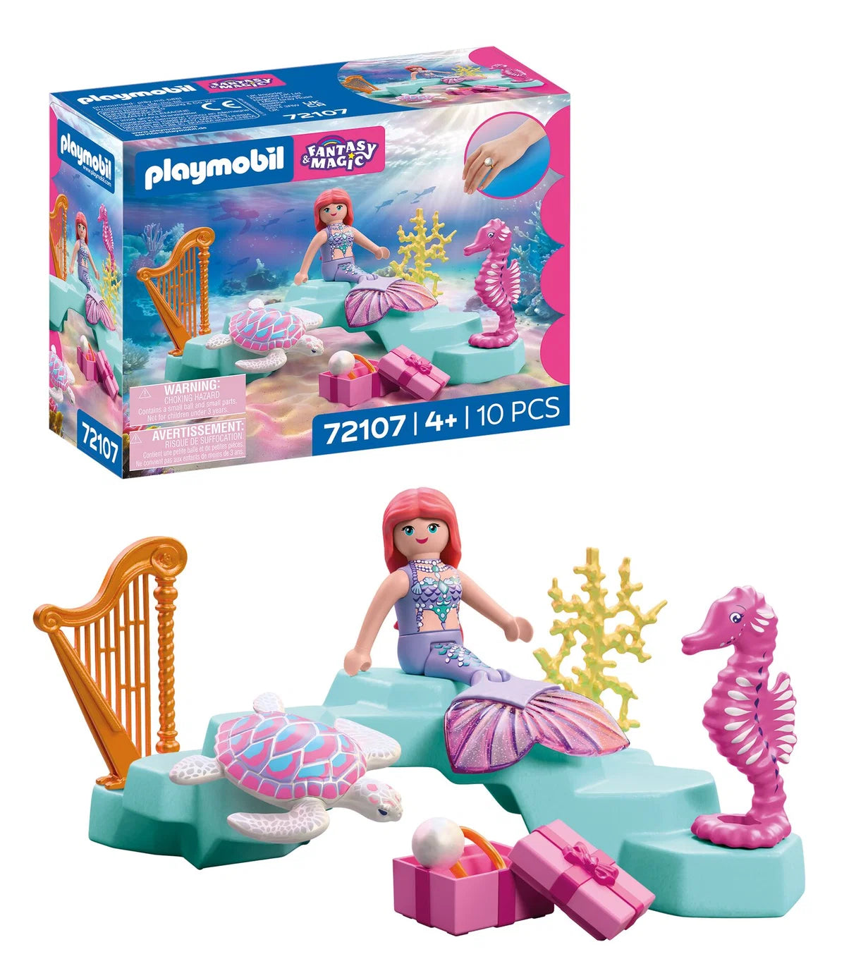 PLAYMOBIL Mermaid with Gift playset featuring mermaid, sea turtle, seahorse and gift box