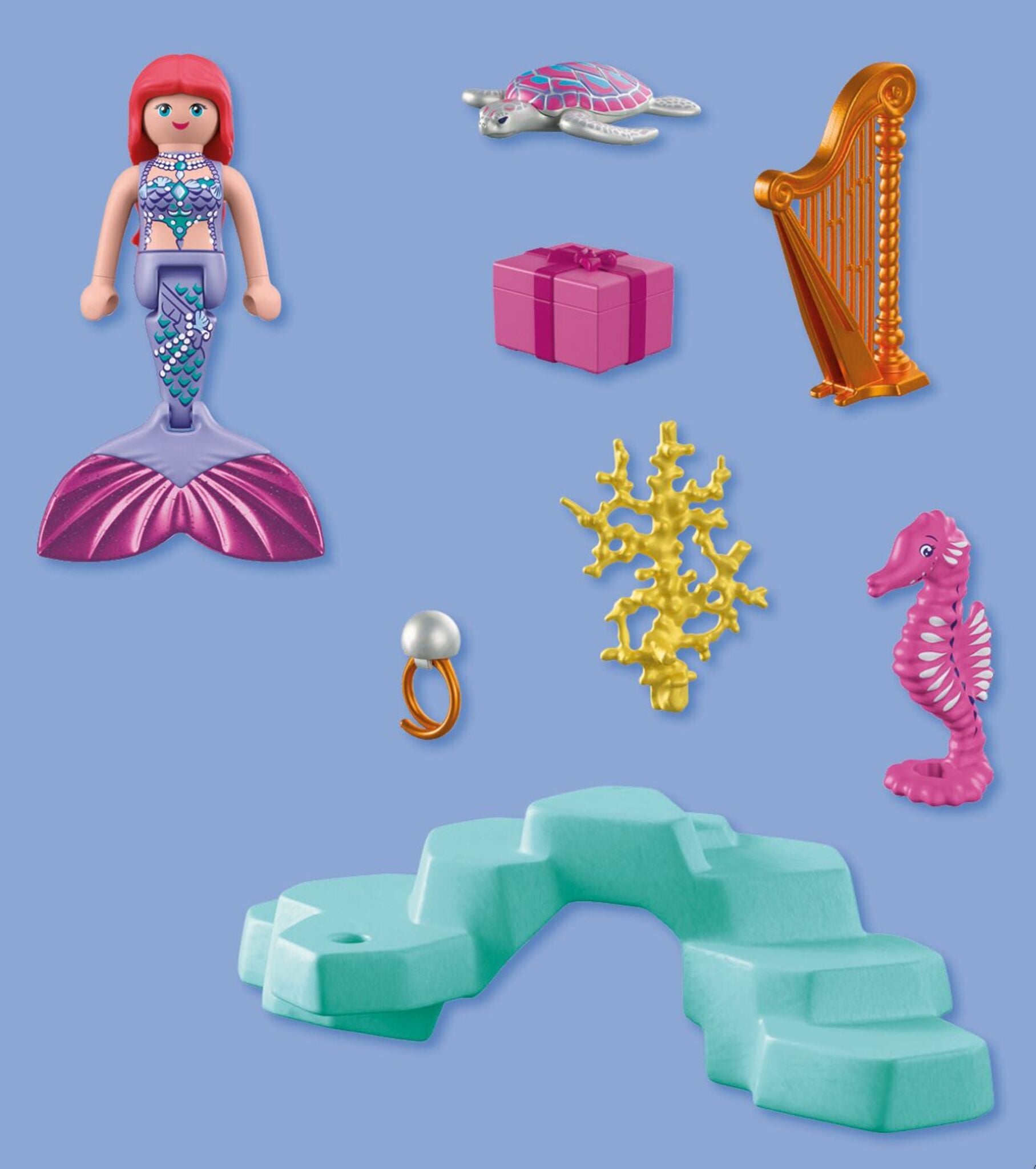 PLAYMOBIL Mermaid with Gift playset featuring mermaid, sea turtle, seahorse and gift box