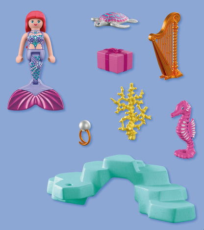 PLAYMOBIL Mermaid with Gift playset featuring mermaid, sea turtle, seahorse and gift box