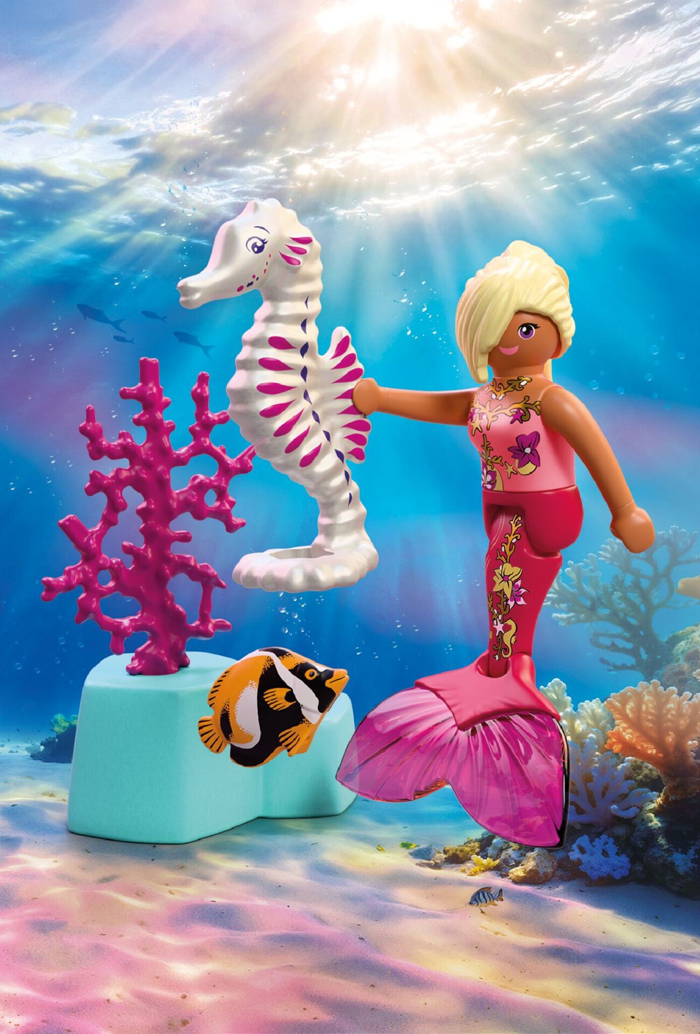 PLAYMOBIL Mermaid with Seahorse 72109 Princess Magic playset with mermaid, seahorse, butterfly fish and coral