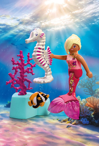 PLAYMOBIL Mermaid with Seahorse 72109 Princess Magic playset with mermaid, seahorse, butterfly fish and coral