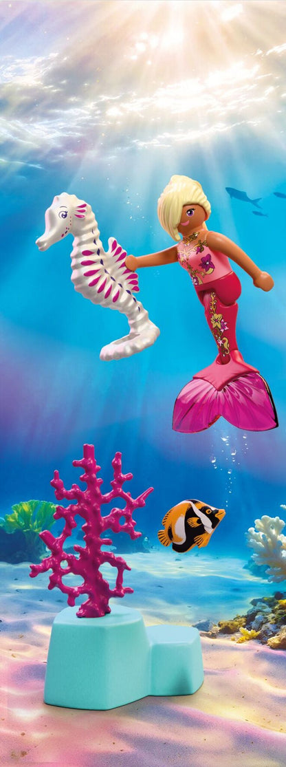 PLAYMOBIL Mermaid with Seahorse 72109 Princess Magic playset with mermaid, seahorse, butterfly fish and coral