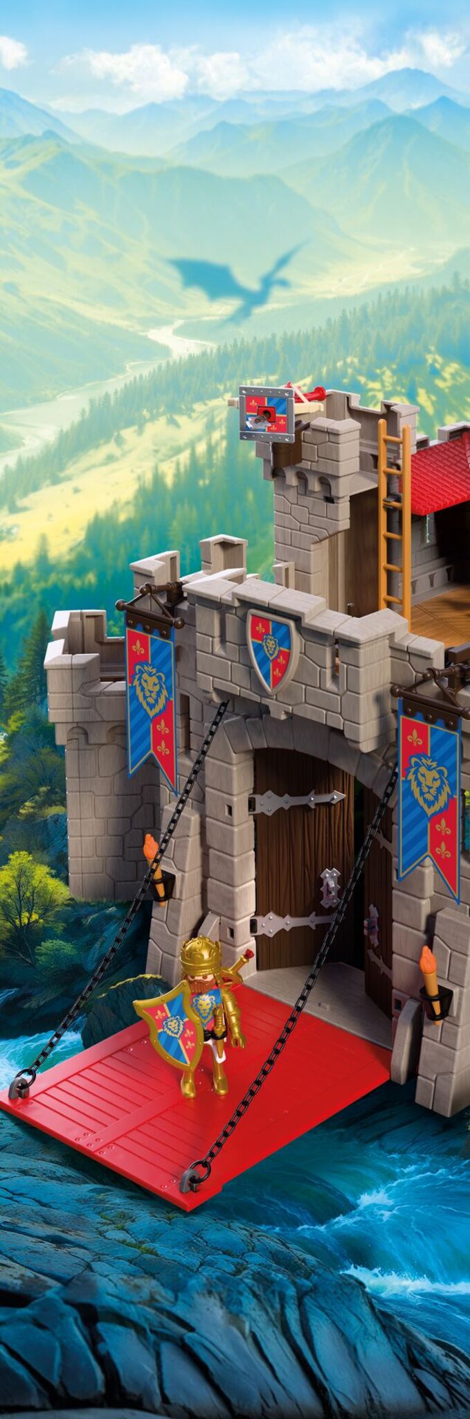 PLAYMOBIL Large Lion Knights Castle with working drawbridge, towers and Lion Knight figures