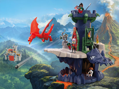PLAYMOBIL Dragon Knights Tower 72113 medieval castle playset with red dragon, knights, drawbridge and rotating cannon