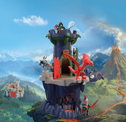 PLAYMOBIL Dragon Knights Tower 72113 medieval castle playset with red dragon, knights, drawbridge and rotating cannon