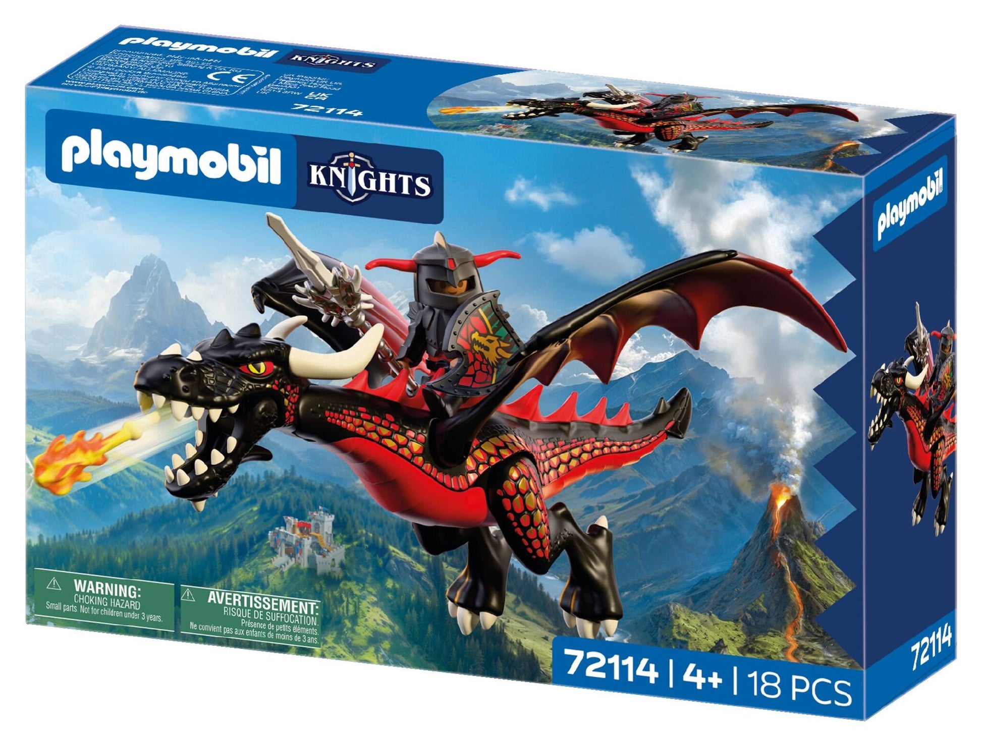 PLAYMOBIL Black Dragon 72114 fantasy dragon playset with Dragon Knight, movable wings and fire projectile launcher