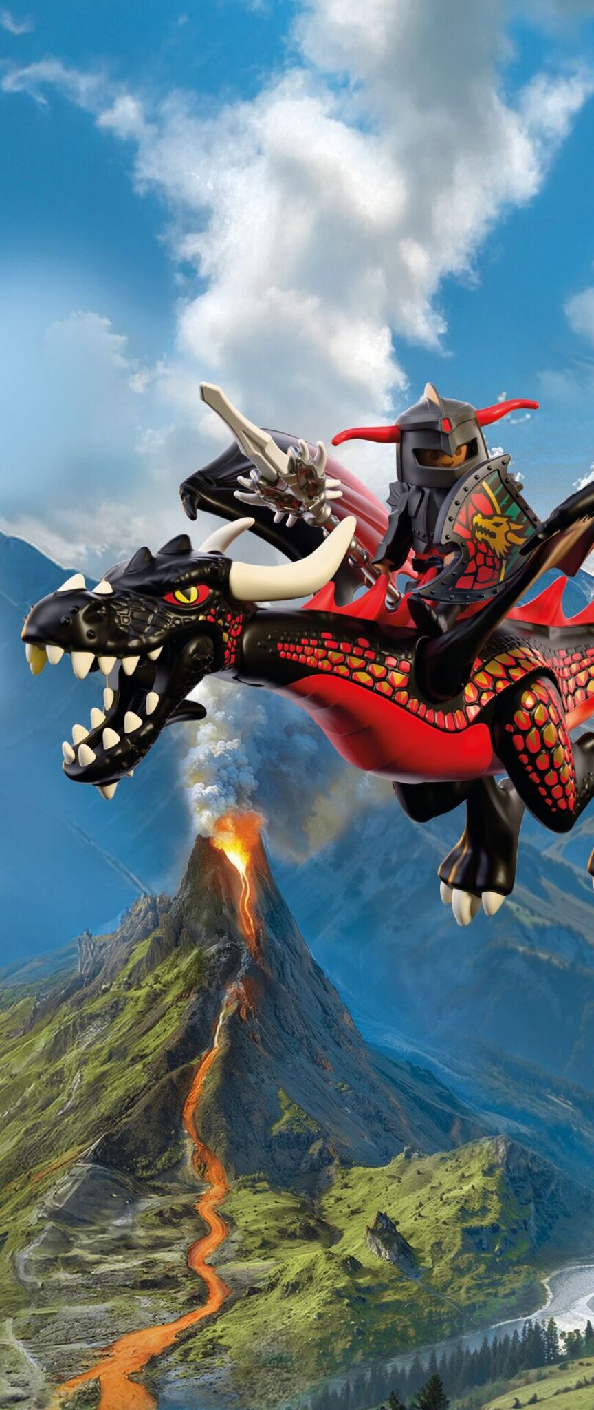 PLAYMOBIL Black Dragon 72114 fantasy dragon playset with Dragon Knight, movable wings and fire projectile launcher