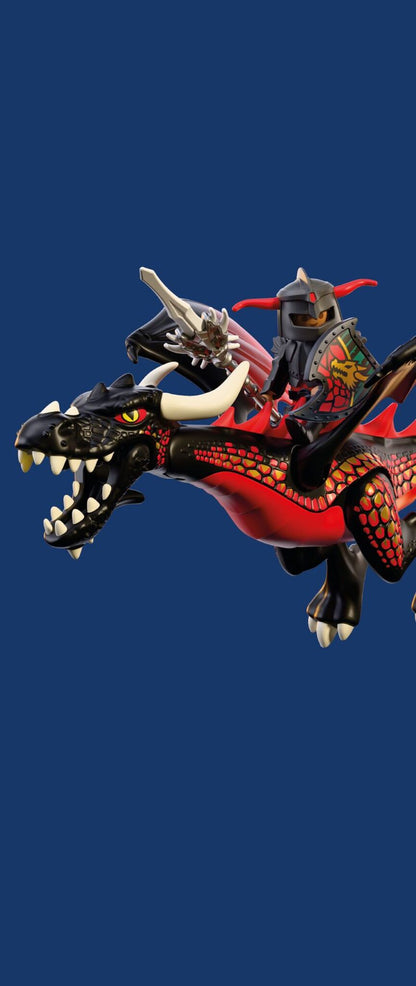 PLAYMOBIL Black Dragon 72114 fantasy dragon playset with Dragon Knight, movable wings and fire projectile launcher