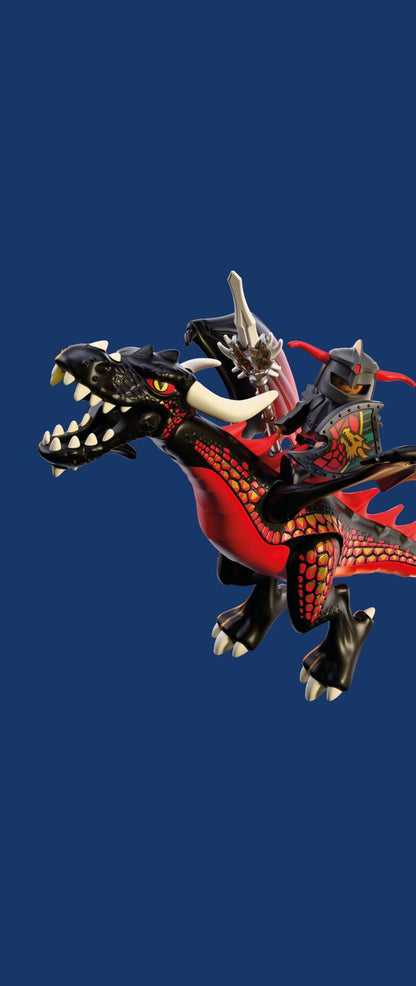 PLAYMOBIL Black Dragon 72114 fantasy dragon playset with Dragon Knight, movable wings and fire projectile launcher