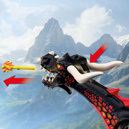PLAYMOBIL Black Dragon 72114 fantasy dragon playset with Dragon Knight, movable wings and fire projectile launcher